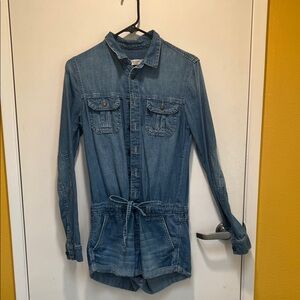 Abercrombie & Fitch Denim Long Sleeve Romper